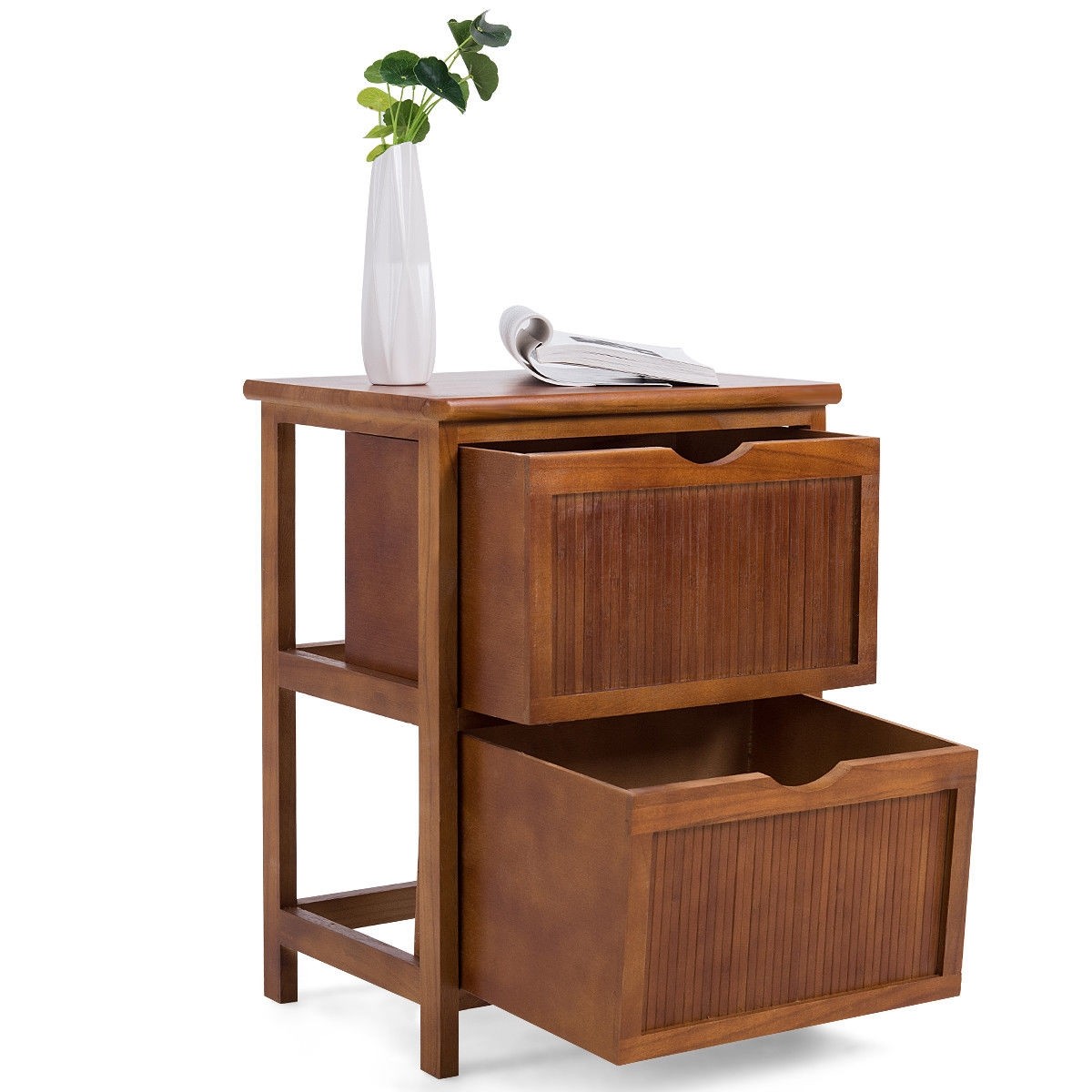 2 Drawers Contemporary Vintage Bedside Solid Wood Nightstand – By ...