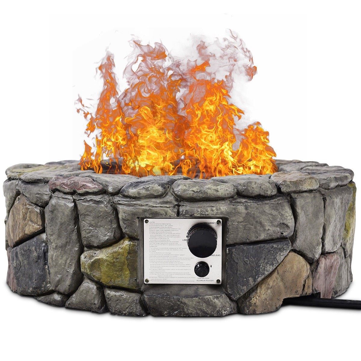 28″ Propane Gas Fire Pit Outdoor Finish Lava Rocks Cover ... (1200 x 1200 Pixel)