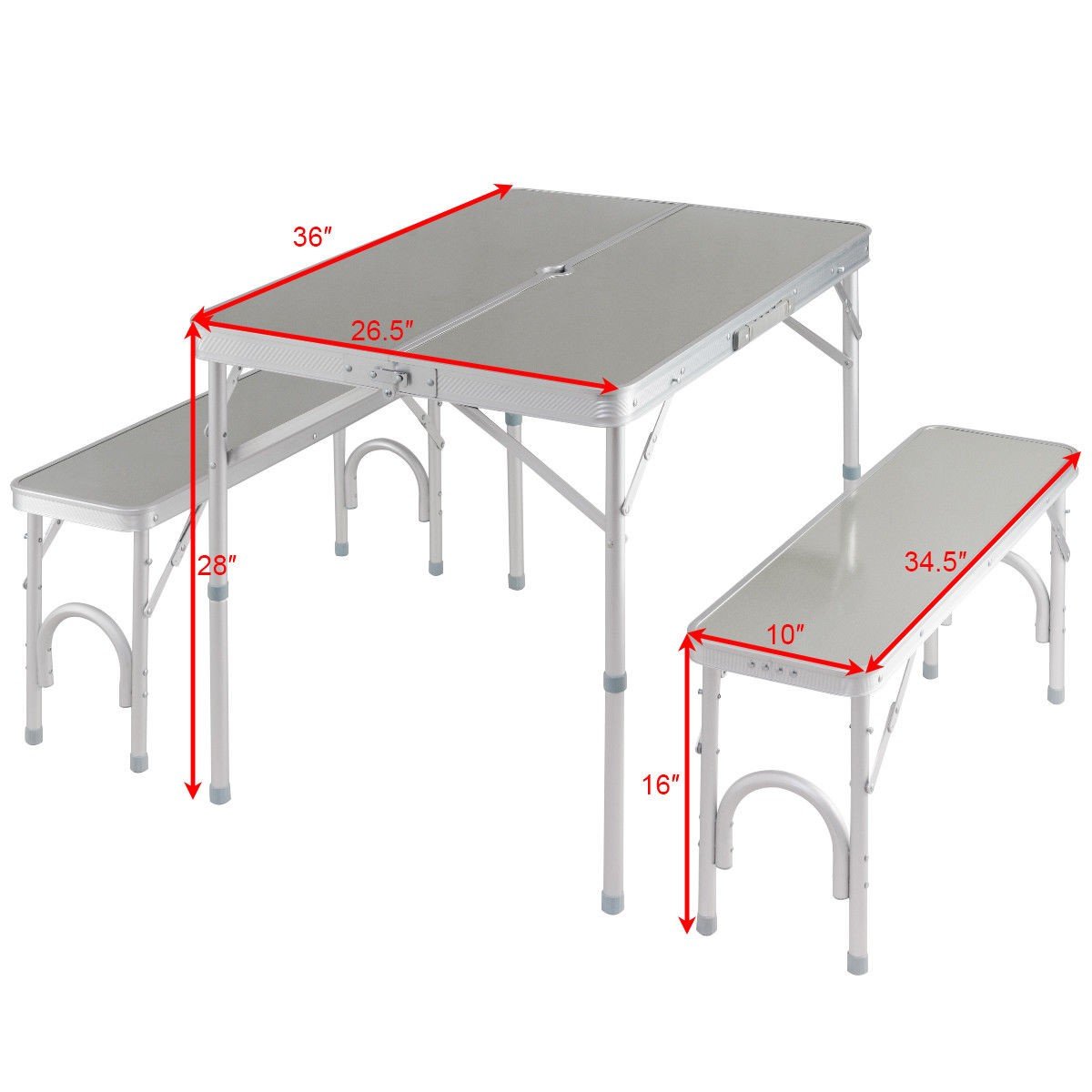 Aluminum Portable Folding Picnic Table with 2 Benches - By ... (1200 x 1200 Pixel)