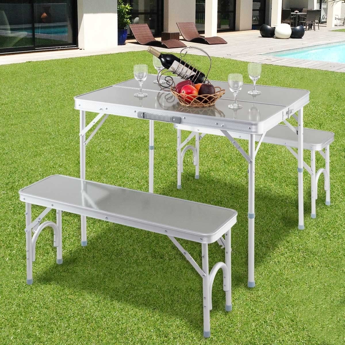 Aluminum Portable Folding Picnic Table with 2 Benches - By ... (1200 x 1200 Pixel)