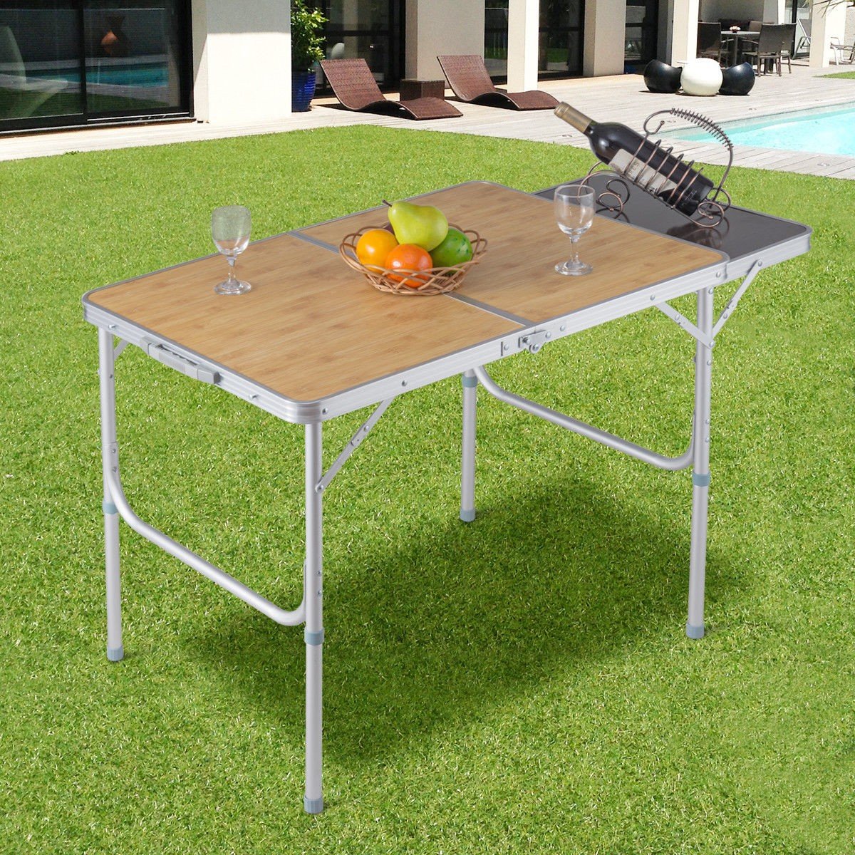 Aluminum Folding Picnic Camping Table With MDF Table Top – By Choice ...